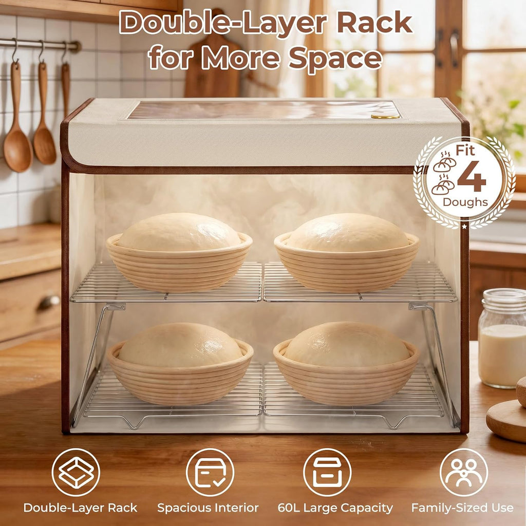 Extra Large Folding Bread Proofing Box with 50-113℉ Temp Control & 48H Timer, Dough Proofer with Hygrometer, Metal