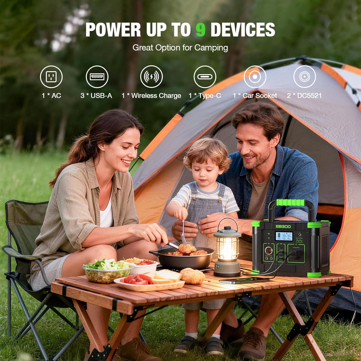 330W Portable Power Station 288.6Wh Solar Generator with USBC PD 60W, 120V Outlet Perfect for Camping, Outdoor Trips