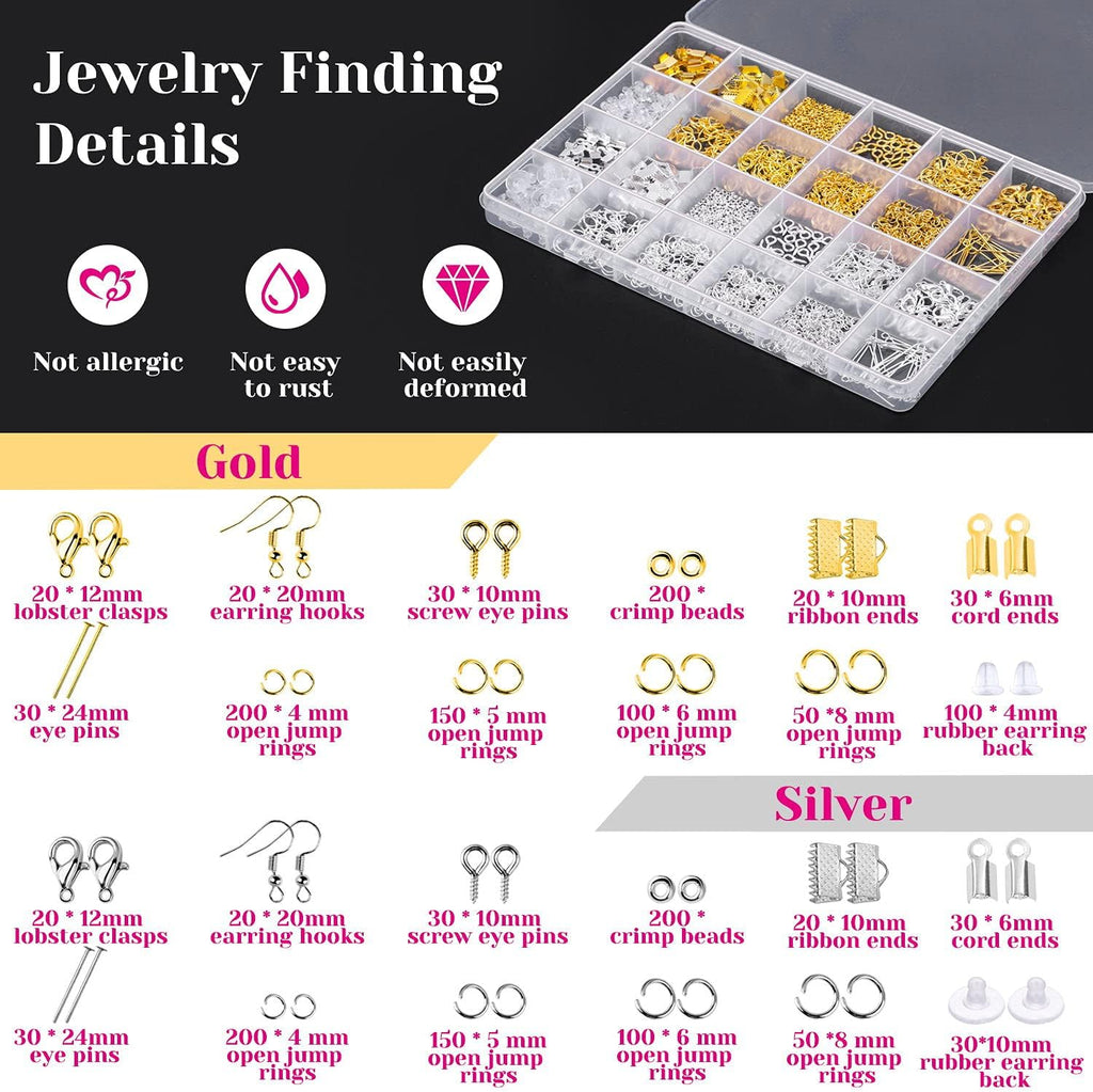 1857 Pcs Jewelry Making Supplies Kit for Adults, Jewelry Making Tools with Earring Hooks, Findings, Wires, Chains and