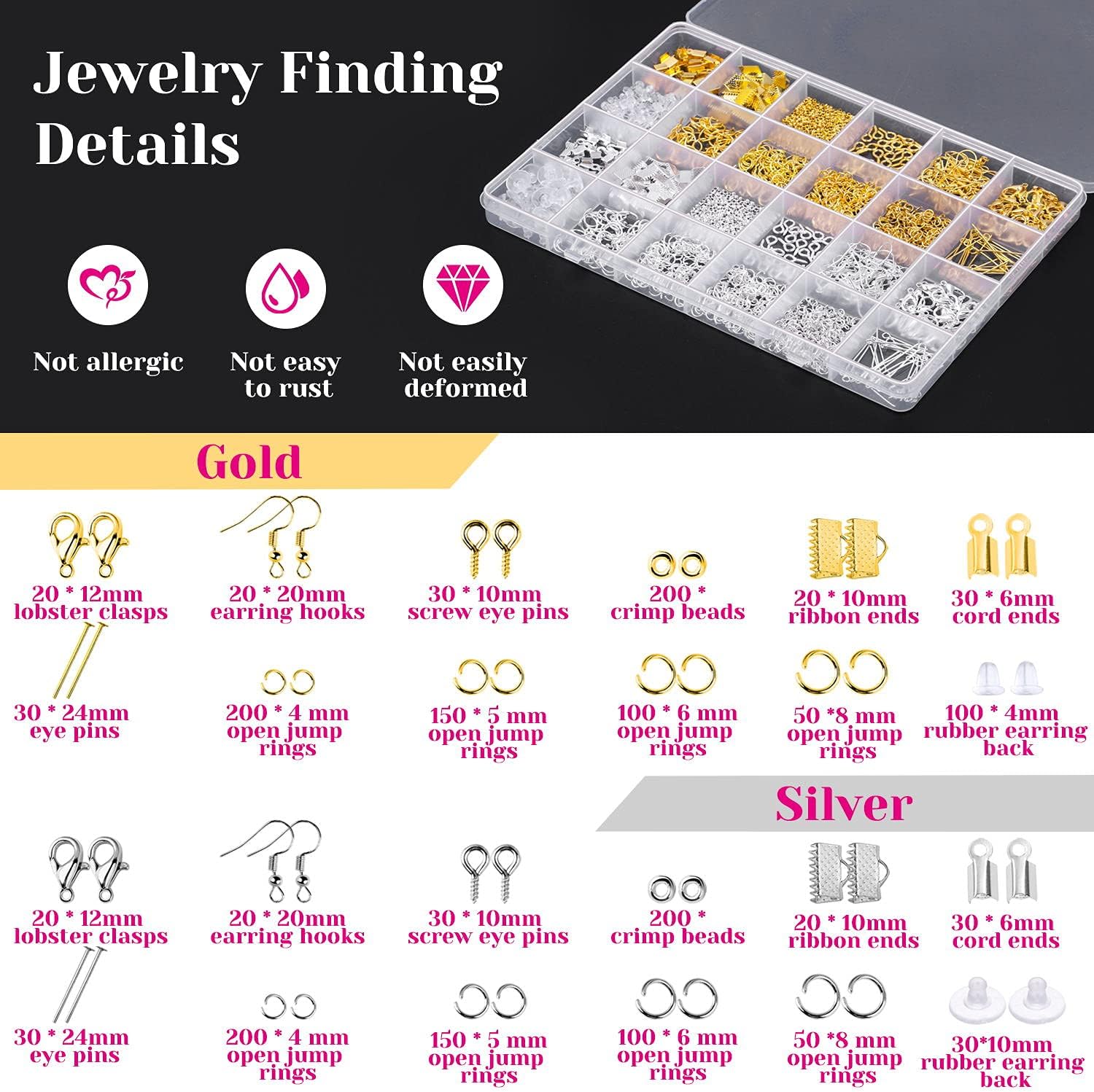 1857 Pcs Jewelry Making Supplies Kit for Adults, Jewelry Making Tools with Earring Hooks, Findings, Wires, Chains and