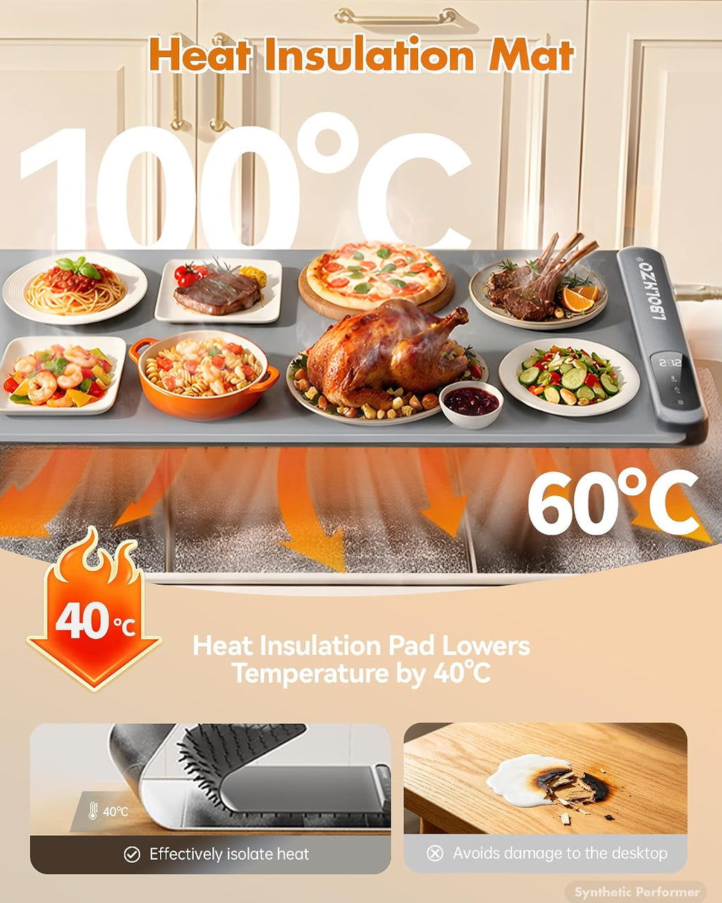 Warming Mat For Food Extra Large 36"x16" 580W Food Warming Mat Buffet Servers and Warmers,Chafing Dishes for Buffet 6