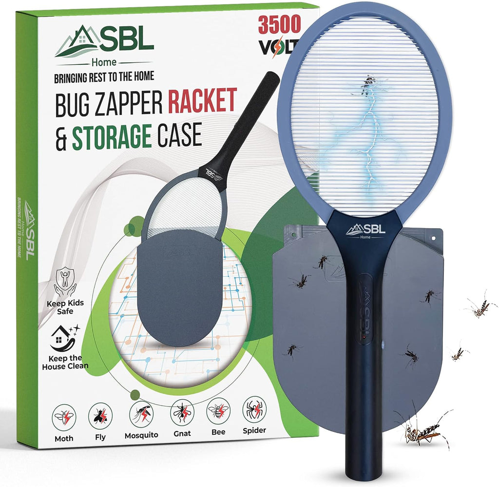Electric Fly Swatter Racket, Electric Mosquito Swatter, Bug Zapper Racket, Electric Fly Bat with Patented Wall Case