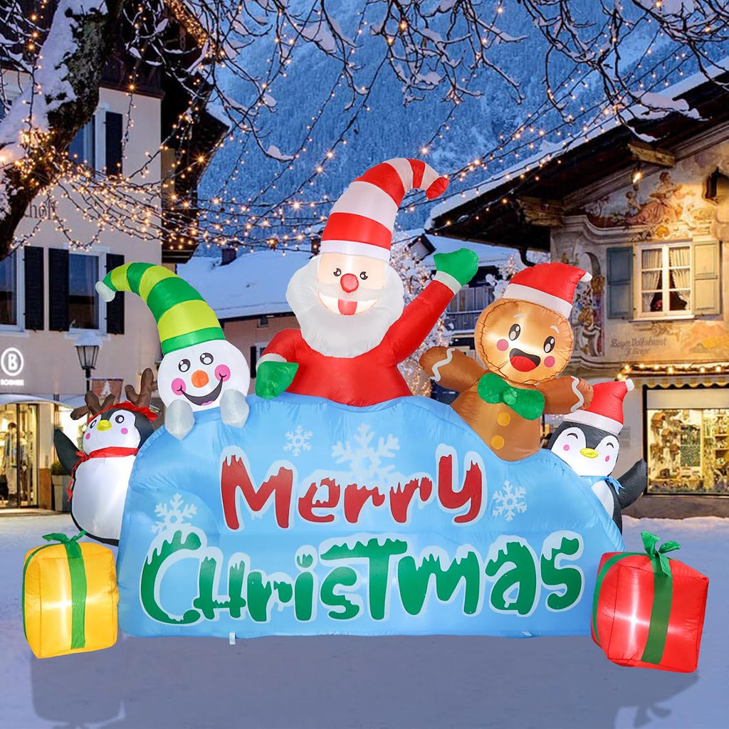 8.53 FT Christmas Inflatable Outdoor Holiday Celebrate Decor | Waterproof Material, Christmas Blow Up, Built-in LED