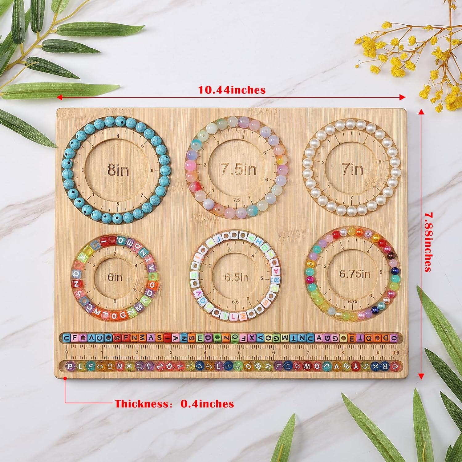 Bead Board for Jewelry Making, Bamboo Beading Board for Jewelry Bracelet Making, DIY Bracelet Bead Board