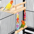 Bird Perches Cage Toys Parrot Wooden Platform Play Gyms Exercise Stands with Acrylic Wood Swing Ferris Wheel Chewing