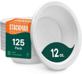 100% Compostable Paper Bowls - 12 oz [125-Pack] Heavy Duty Soup Bowls