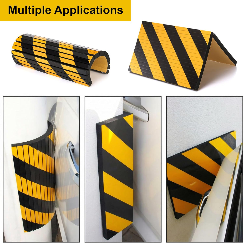 4 Pack Garage Wall Protector, Foam Wall Column Corner Guard Garage Bumper for Parking Car, Reflective Wall Edge