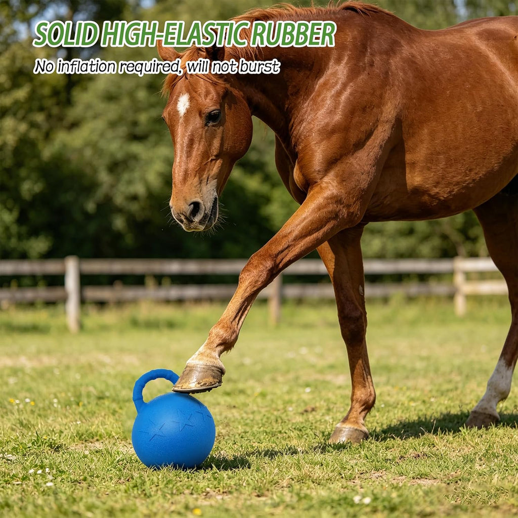 10 Horse Polo Ball with Handle,Fruit-Scented Horse Stall Toys Blast-Resistant Slow-Rebound Rubber Jolly Ball for
