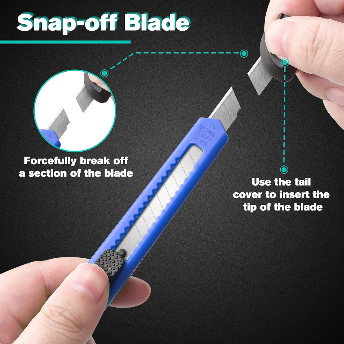 24Pack Box Cutters (9MM Wide Blade Cutter) Utility Knife Box Cutter Retractable, Compact, Extended Use for Heavy Duty