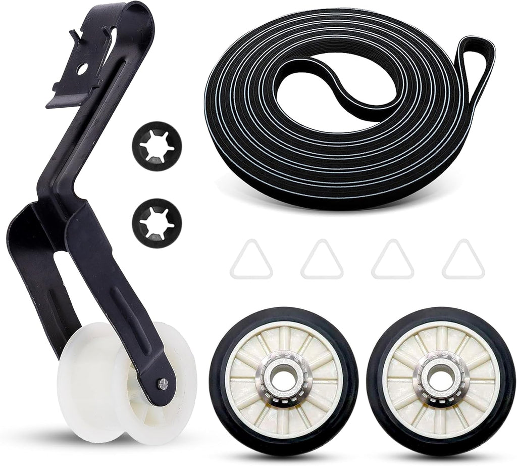 For Amana NED4655EW1 NED4600YQ1 NGD4655EW2 NED4600YQ0 Dryer Repair Kit | Rollers 14210017, Belt 341241, Idler Pulley