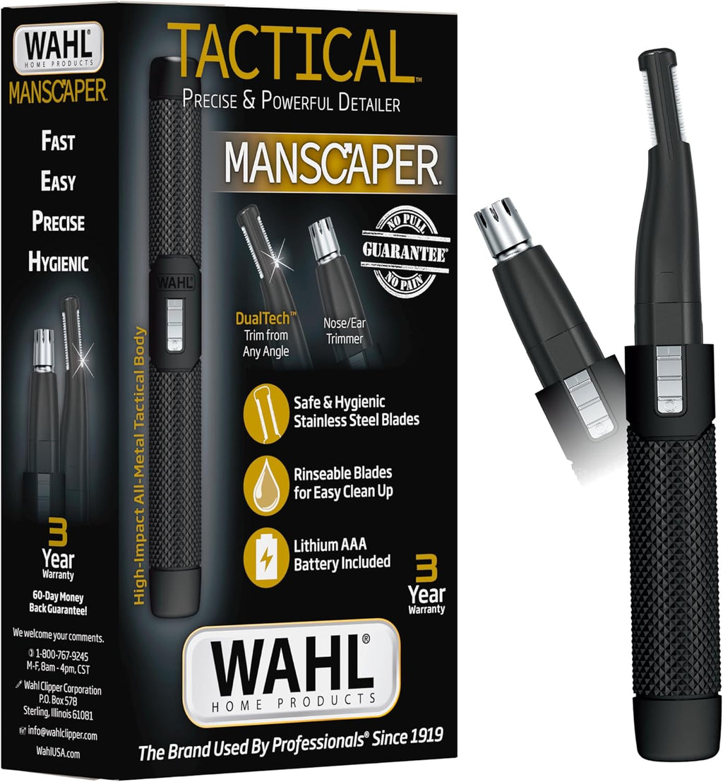 Manscaper 2-in-1 Lithium Battery Eyebrow & Nose Hair Trimmer for Men
