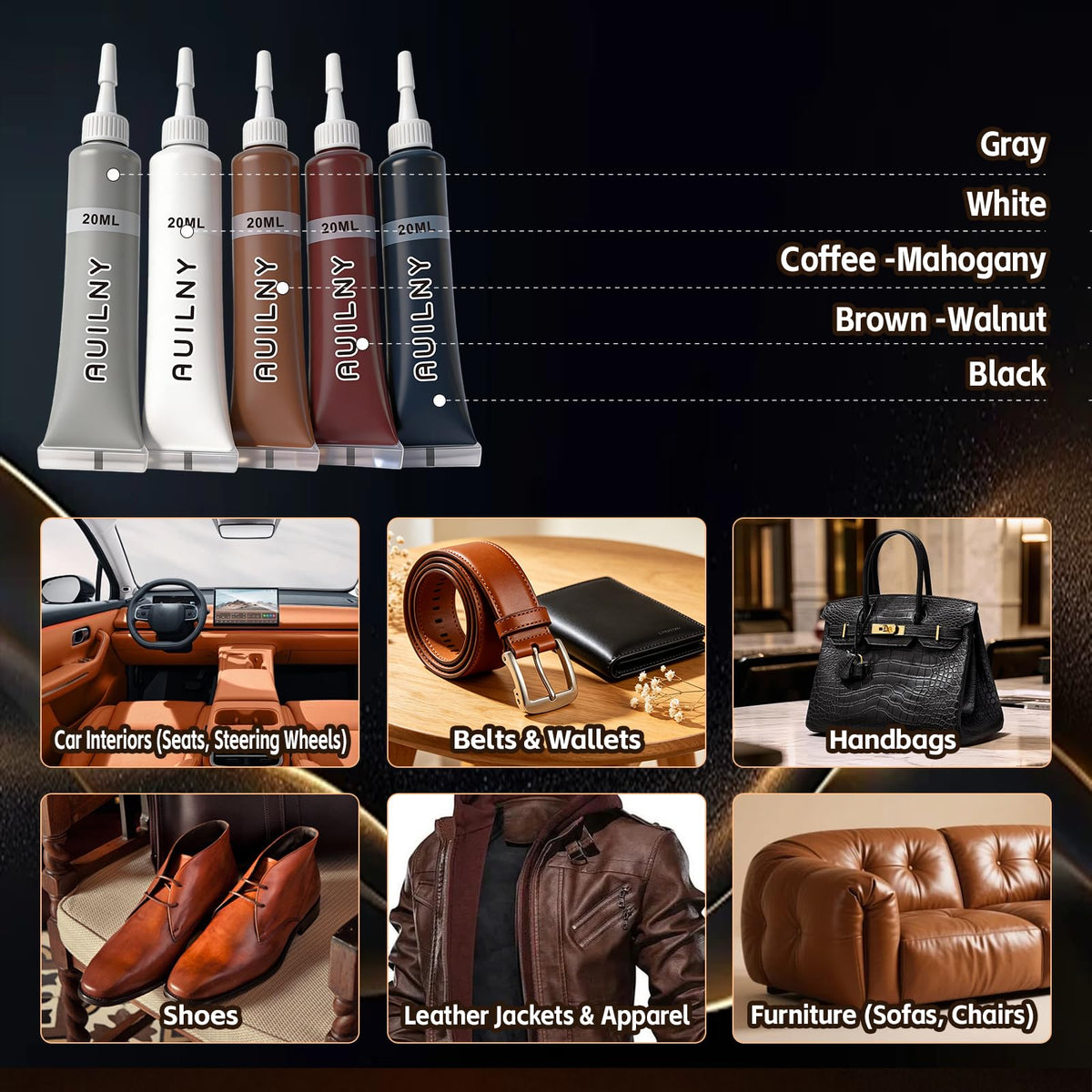 Leather Repair Kit, 5 Colors