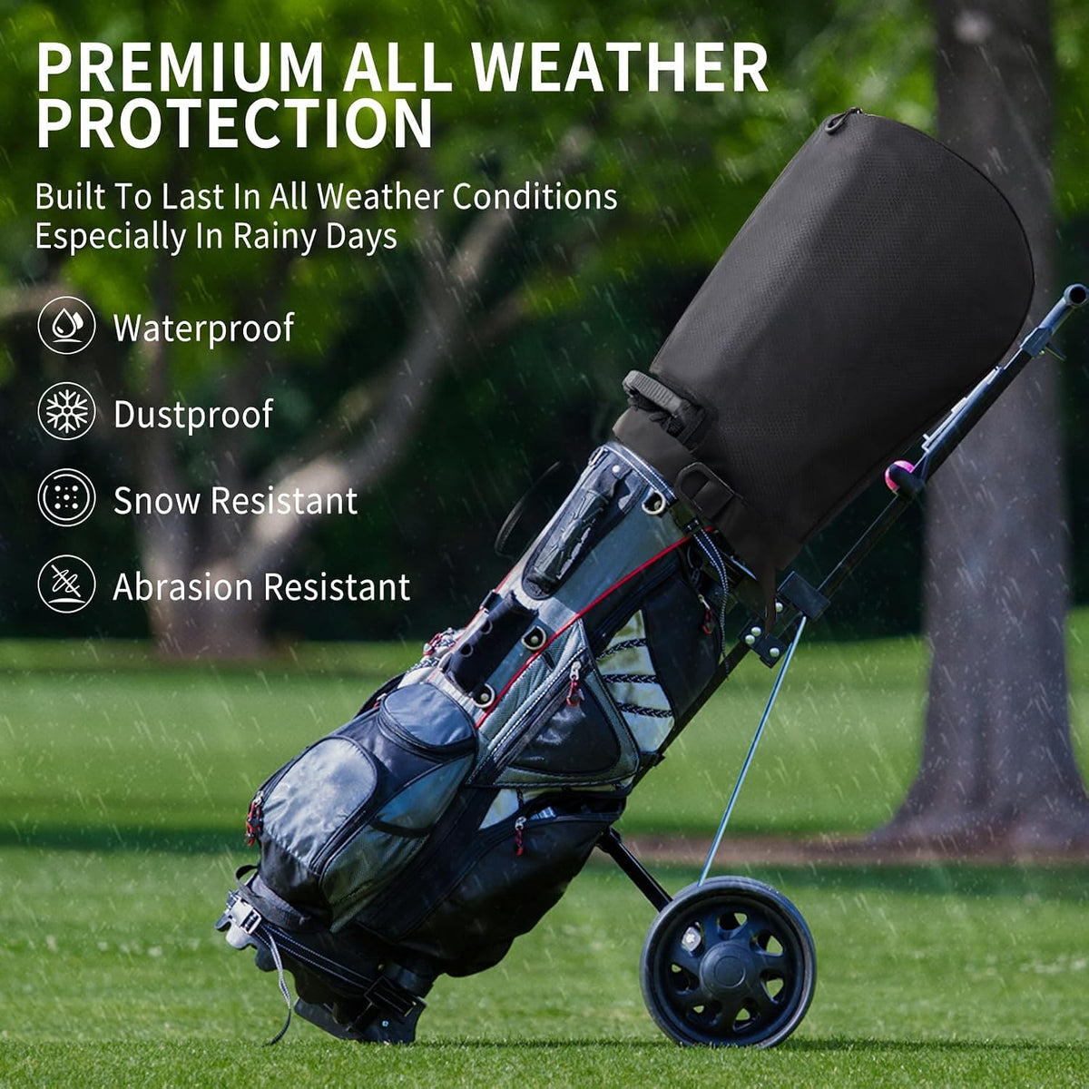 Golf Bag Rain Cover Hood with Adjustable Buckles for Golf Stand Cart Bags