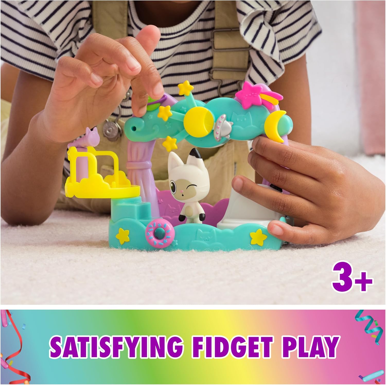 Gabby’s Dollhouse, Pandy Paws Dreamy Balcony Playset, 8-Pieces with Toy Figures, Doll House Accessories & Sensory