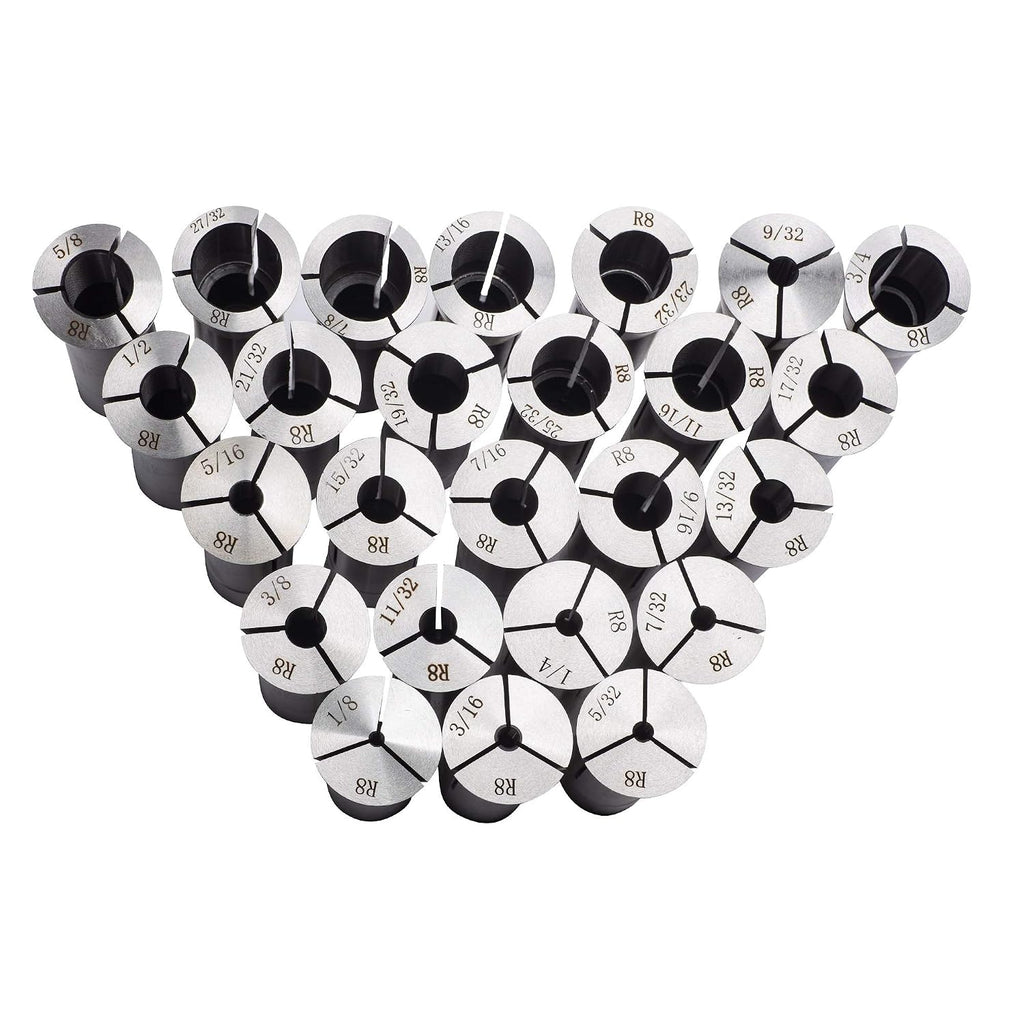 25 Piece Ultra Precision R8 Round Collet Set 0.0005" TIR
