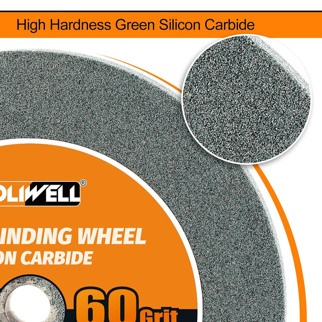 6 Inch 60 Grit Silicon Bench Grinder Wheel with 1/2'' Arbor