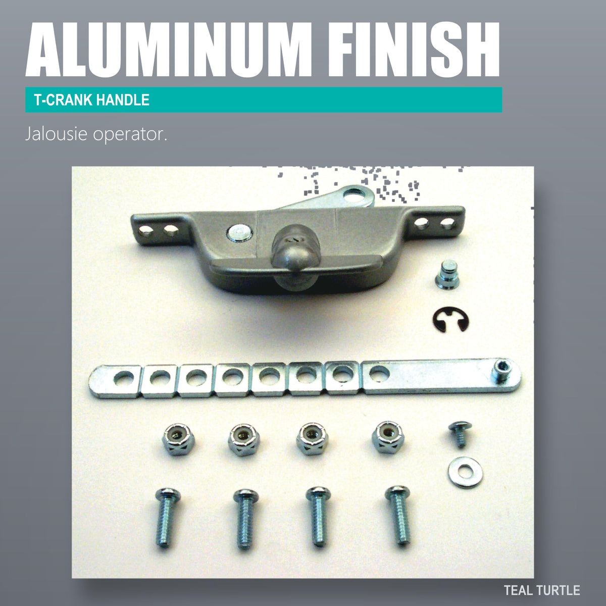 Jalousie Window Operator, Aluminum, T-Crank Handle