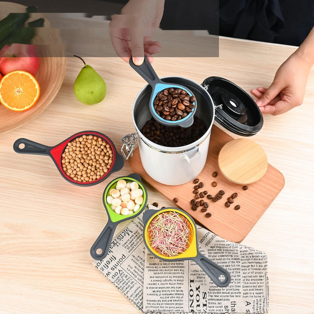 Measuring Cups and Spoons set, Collapsible Measuring Cups, 8 pieces Measuring Cups&Spoons Set, Engraved Metric & US
