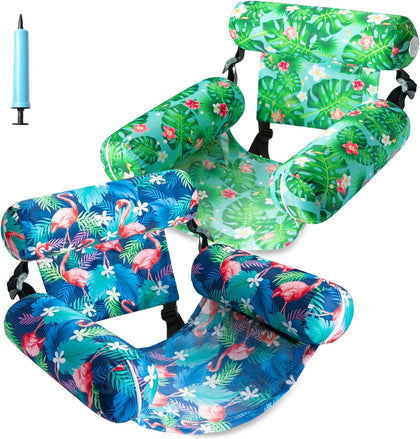 Inflatable Pool Floats Adult, 2 Pack Pool Float Chair Heavy | Duty Floating Lounge Chairs, Pool Floaties for Summer