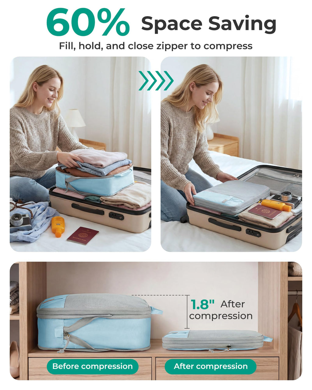 14 Set Compression Packing Cubes for Travel Essentials
