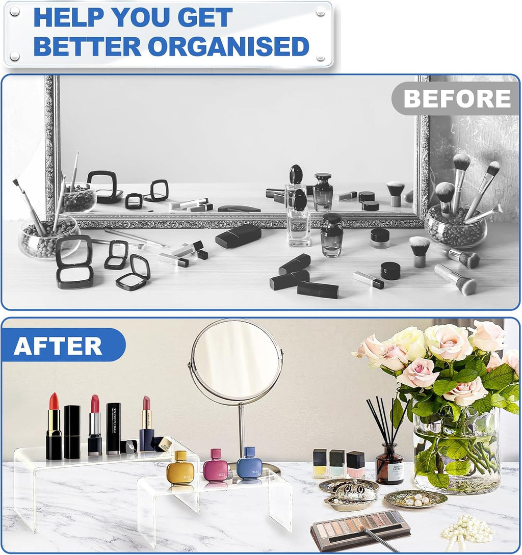 Acrylic Risers Display Stands, Acrylic Stands for Display 20Pcs 4Set | Clear Display Risers Shelf, Acrylic Risers for