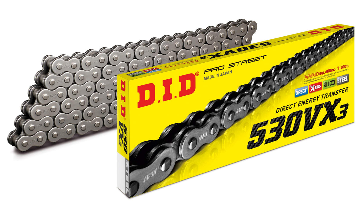 DID (530VX3X130ZB) Steel 130 Link High Performance VX Series X-Ring Chain with Connecting Link