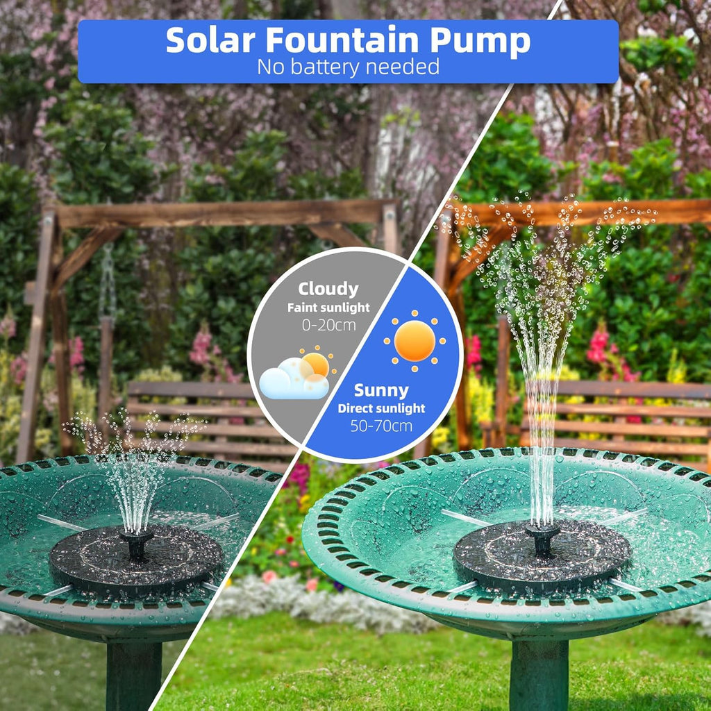 3.5W Solar Bird Bath Fountain Pump with 6 Nozzles & Fixed Pipes