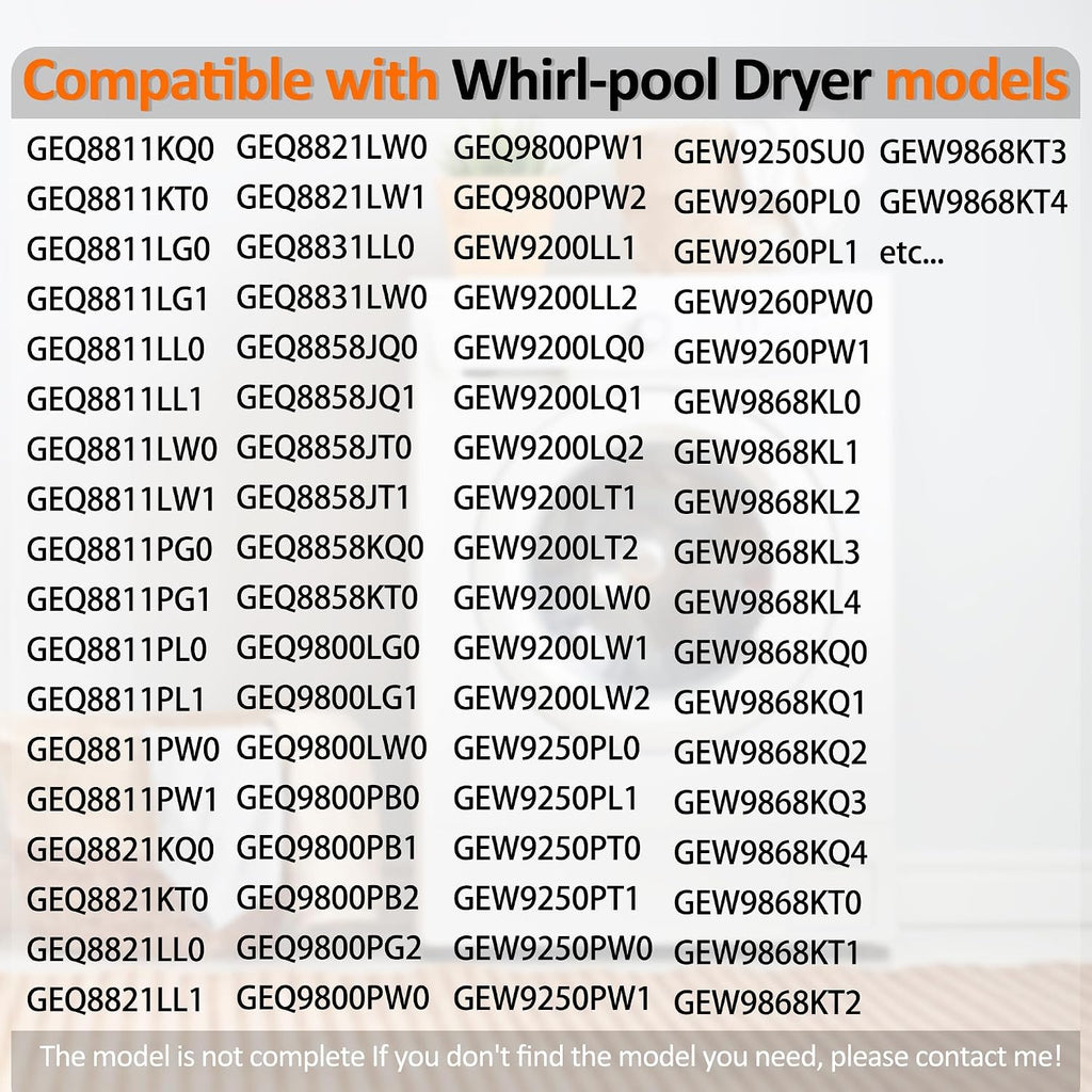 Dryer Heating Element Kit Fit for Whirl-pool Dryers WED5100HC0 WED5100HC1 WED5100HC2 WED5100HC3 WED5100HW0 WED5100HW1 WED5100HW2 WED5100HW3 WED5500BW0 WED5500XL0 WED5500XW0 WED5500XW1 WED5550XW0