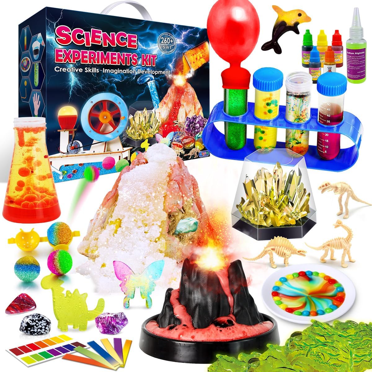 260+ Experiments Science Kits for Kids, S.T.E.M Science Projects | Dig Volcano Gemstones Crystal Making Soap bouncy