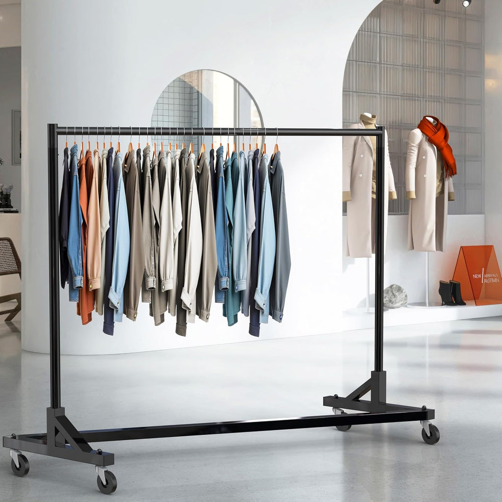 Industrial Grade Z-Base Garment Rack, 63" W/500Lb, Black