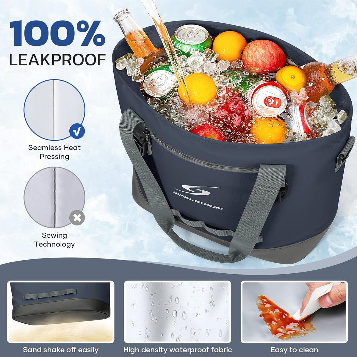 30 Can Insulated Cooler Bag, Leakproof Soft Ice Chest