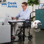 Transport Wheelchair for Adults, Compact Lightweight Wheel Chair with Foldable Backrest, Flip-Back & Removable