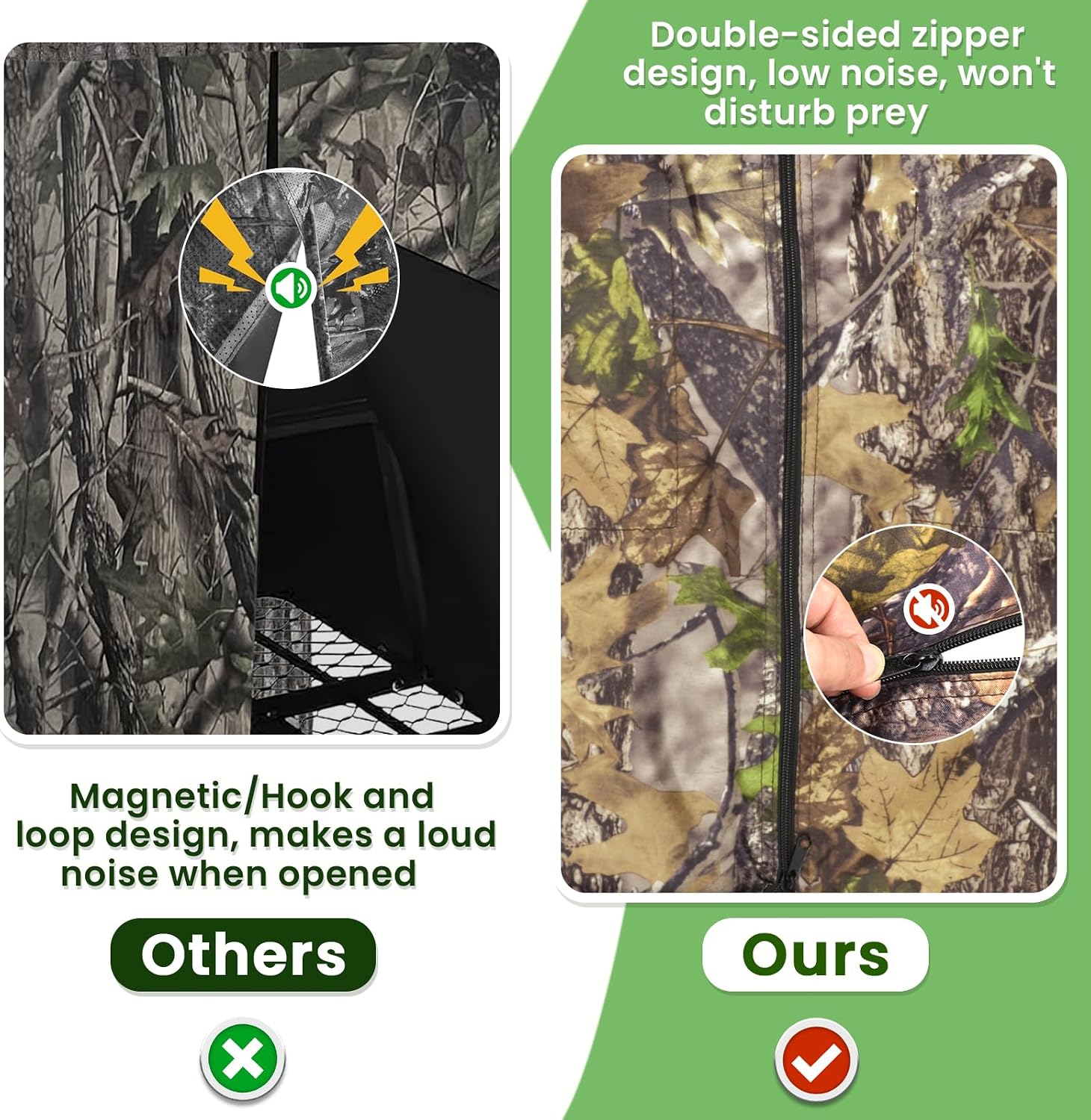 Hunting Tree Stand Blind Cover - 110"x40" Big 2-3 Person Treestand Camo Blind Cover, Universal Camouflage Ground