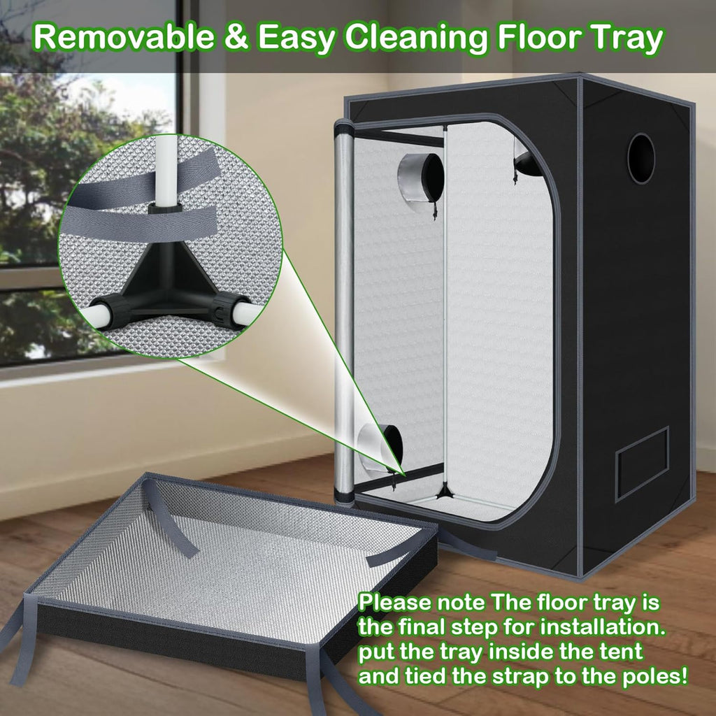 4x4 Grow Tent 48"x48"x78" 600D Mylar Hydroponic Growing Tents for Plant | Observation Window, 100% Reflective Mylar