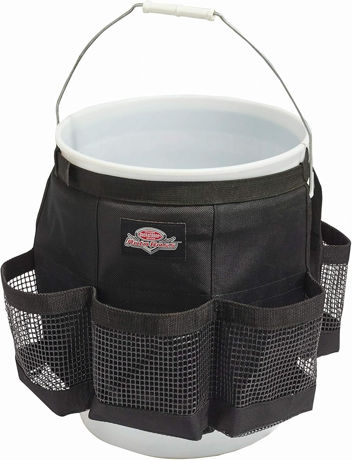 Auto Boss Wash Boss Organizer for a 5 Gallon Bucket, with Fast-Drying, Exterior Mesh Pockets for Car Supplies
