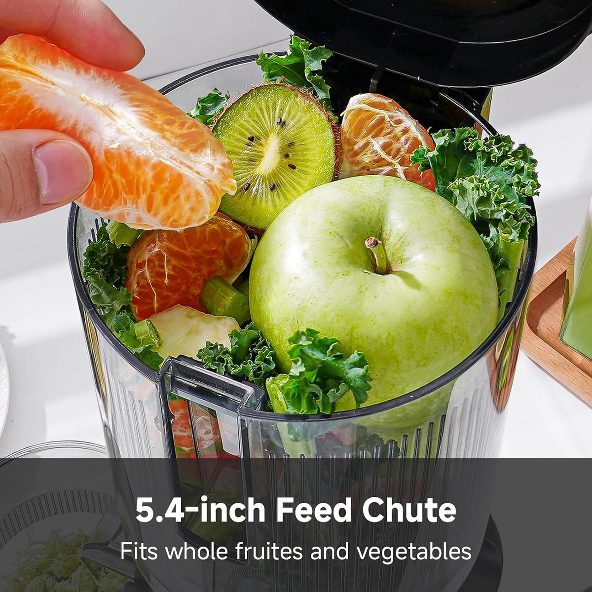 Cold Press Juicer Machine, 5.4" Wide Self-Feeding Chute | Masticating Juice Extractor for Whole Fruits &