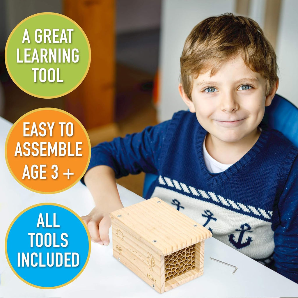 Build a Bee House DIY Woodworking Project | Solitary Mason Bee House Nesting Box Wood Building Kit & Tools | Garden