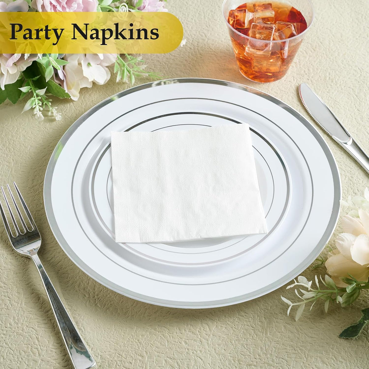 500 Pack Cocktail Napkins Paper, 3-Ply Beverage Napkins, White