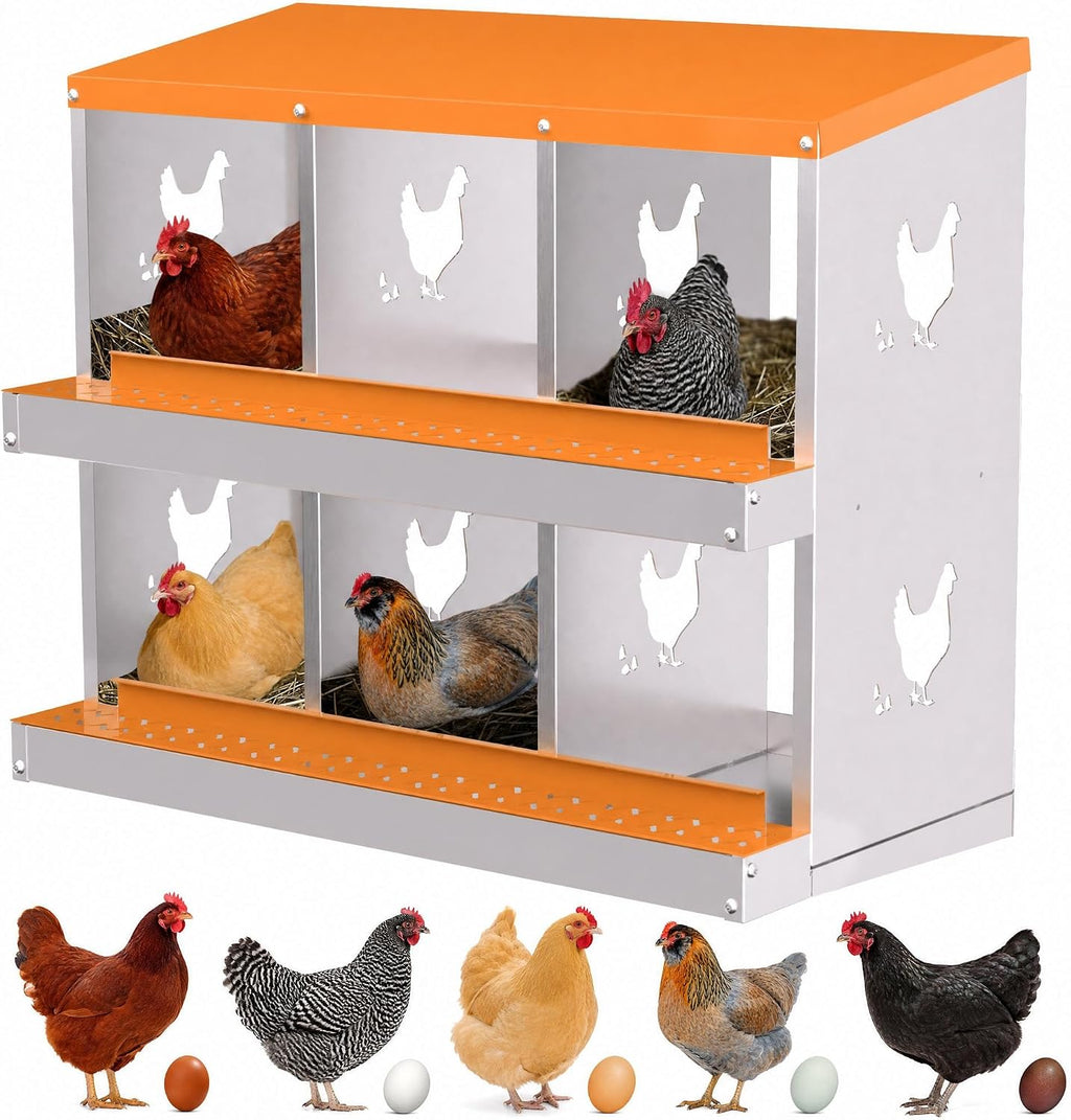 Chicken Nesting Boxes, Galvanized Steel Roll-Away Laying Boxes for Hens