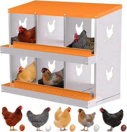 Chicken Nesting Boxes, Galvanized Steel Roll-Away Laying Boxes for Hens
