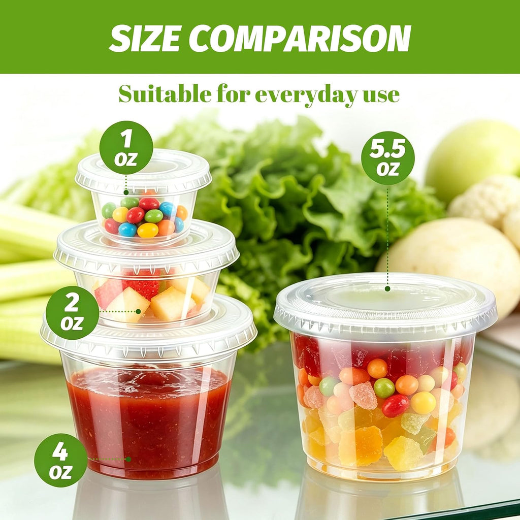 360 Sets 5.5 oz Disposable Plastic Portion Cups with Lids Clear