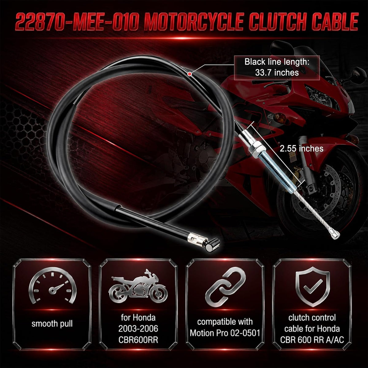 22870-MEE-010 Motorcycle Clutch Cable for Honda 2003-2006 CBR600RR