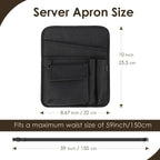 Server Apron, Serving Apron with Pockets for Waitress, Waiter Waist Tool Pouch Bag with 59'' Adjustable Belt