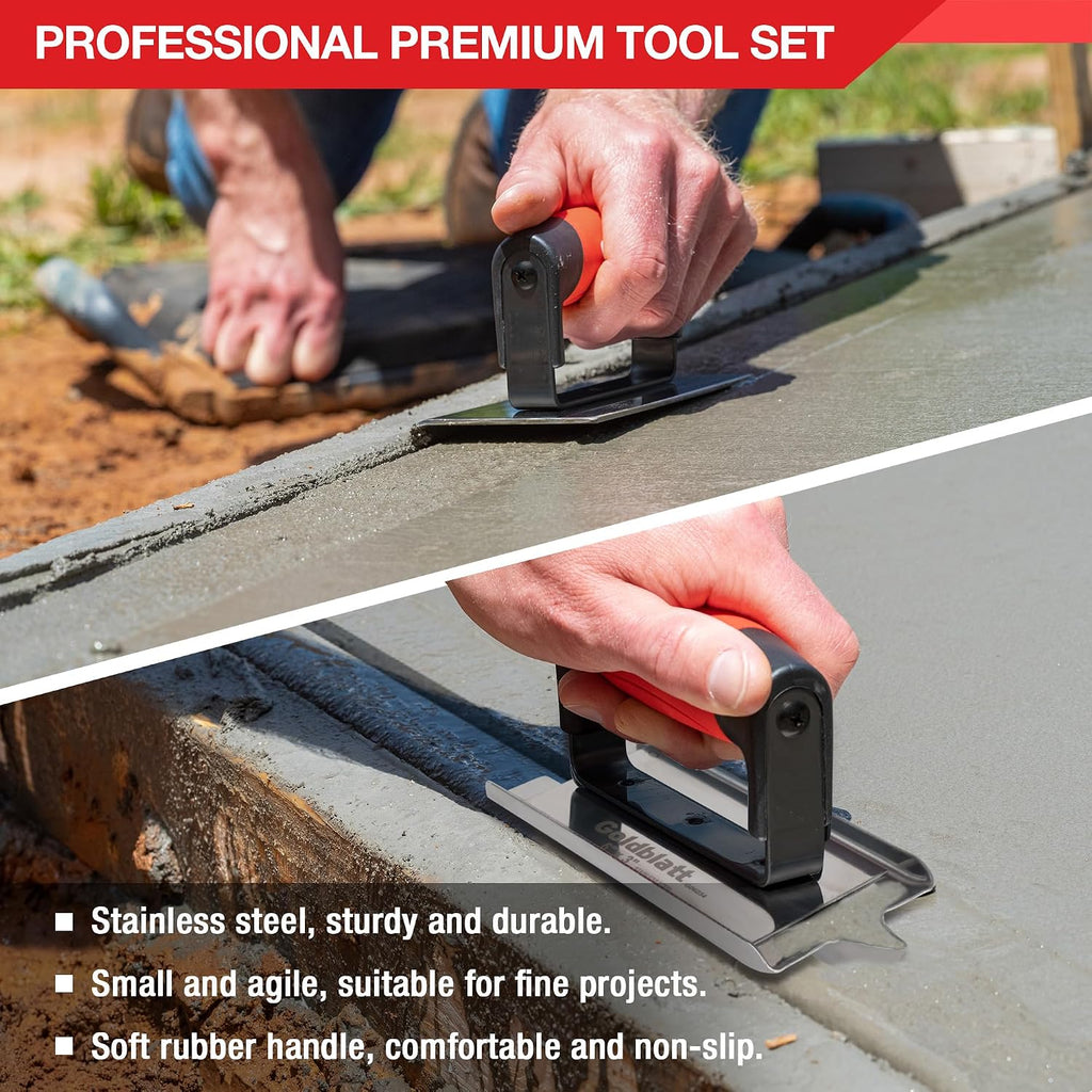 Concrete Tools Include Edger (6" x 3", 1/4"R) and Groover (6" x 3", 1/2"W, 1/2"D), Stainless Steel Concrete Finishing