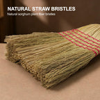 Natural Corn Broom Heavy Duty for Yard, Garden & Garage Cleaning