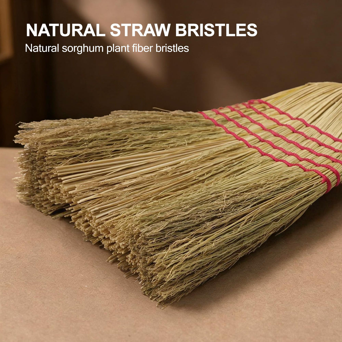 Natural Corn Broom Heavy Duty for Yard, Garden & Garage Cleaning
