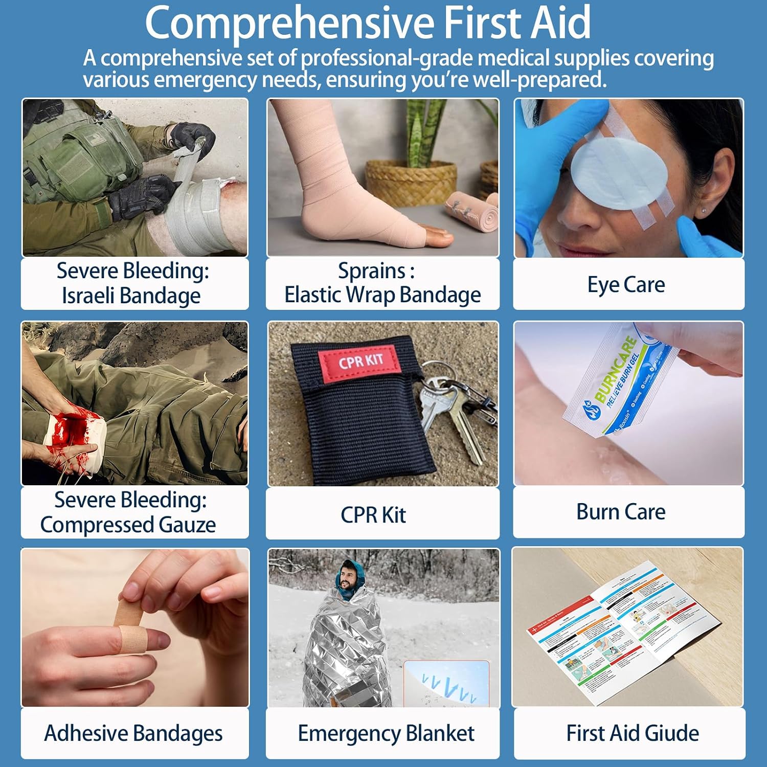 Premium First Aid Kit - Waterproof Molle Medical Bag with Color-Coded Compartments, with Israeli Bandage, Rescue