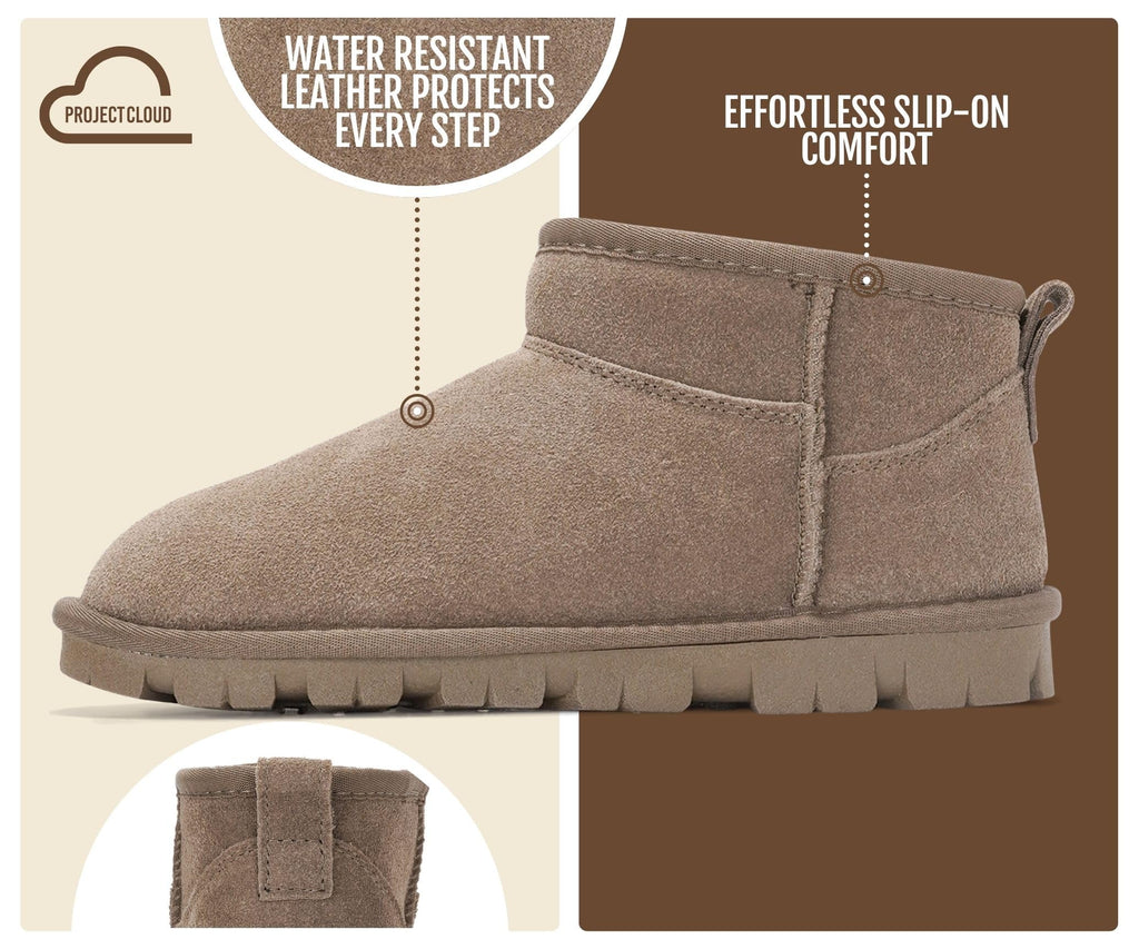 100% Genuine Leather Womens Boots Fur-Lined Ankle Boots Women