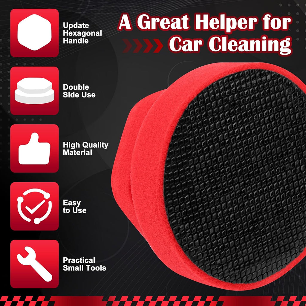 Synthetic Clay Bar Sponge, Red Magic Car Clay Bars Auto Detailing | Double Side Use, Update Hexagonal Handle Clay Bar