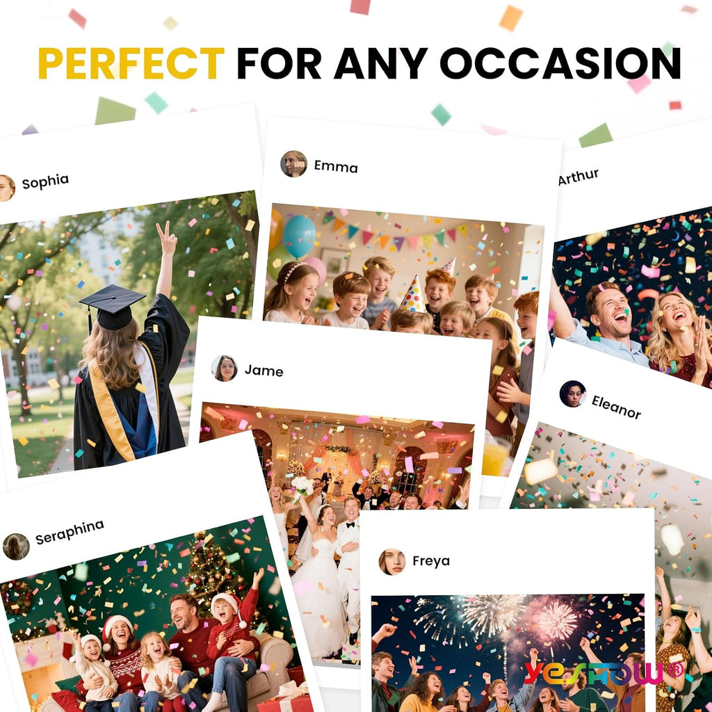 Confetti Cannon Poppers, YESHOW Bidegradable Multicolor Paper, 6 Pack